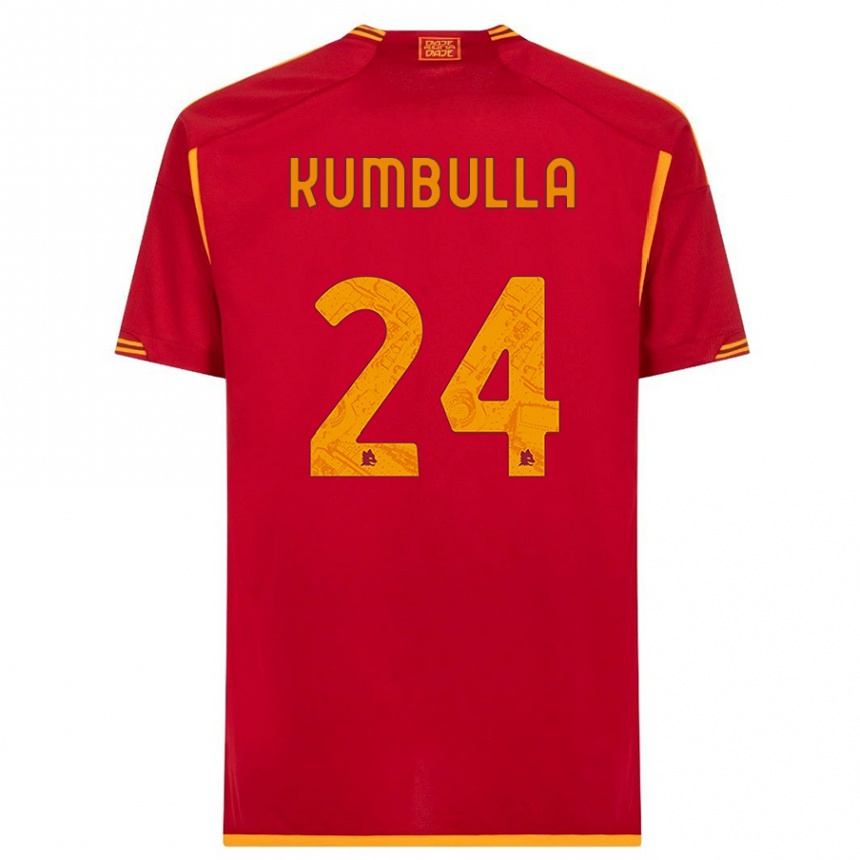 Kids Marash Kumbulla #24 Red Home Jersey 2023/24 T-Shirt Canada