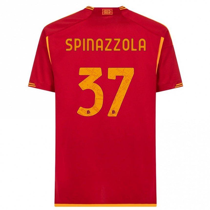 Kids Leonardo Spinazzola #37 Red Home Jersey 2023/24 T-Shirt Canada