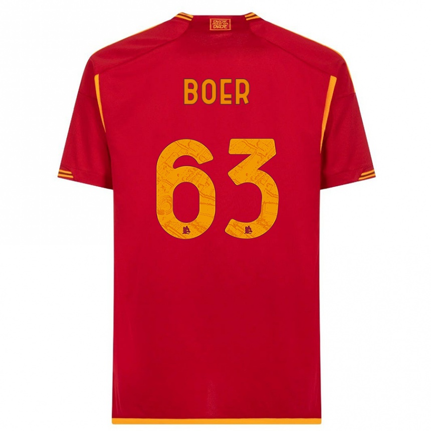 Enfant Football Maillot Pietro Boer #63 Rouge Tenues Domicile 2023/24 Canada