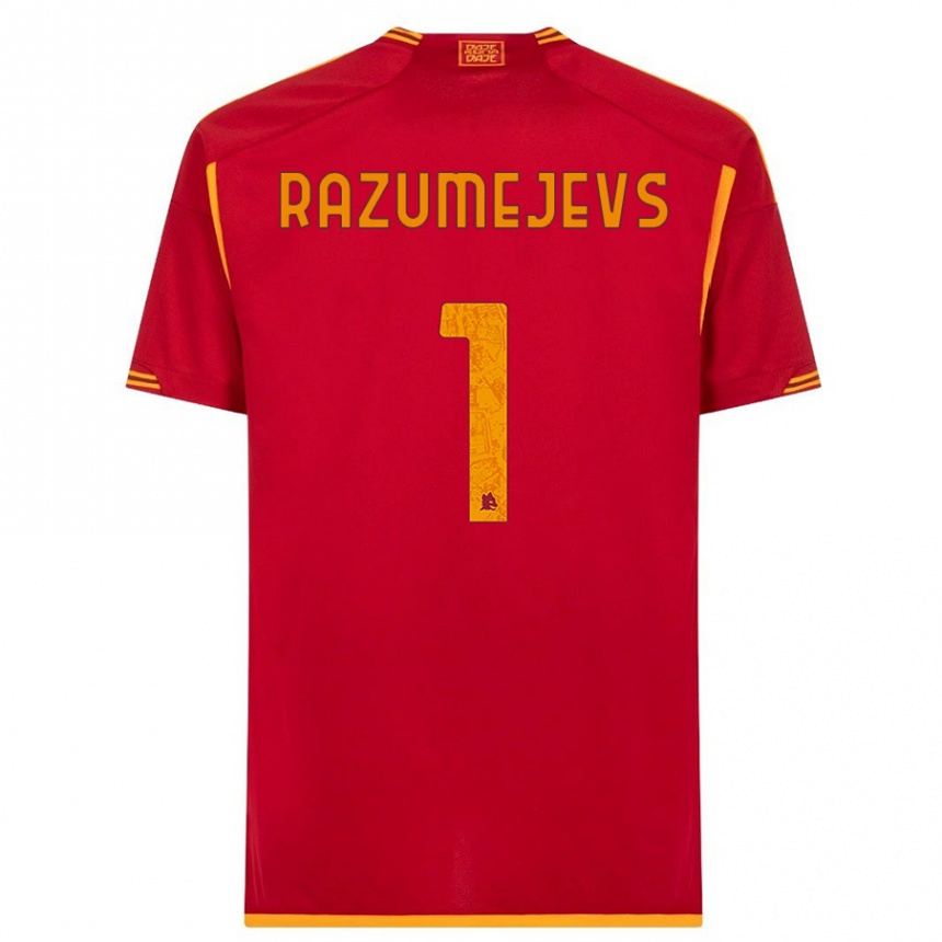 Kids  Vladislavs Razumejevs #1 Red Home Jersey 2023/24 T-Shirt Canada