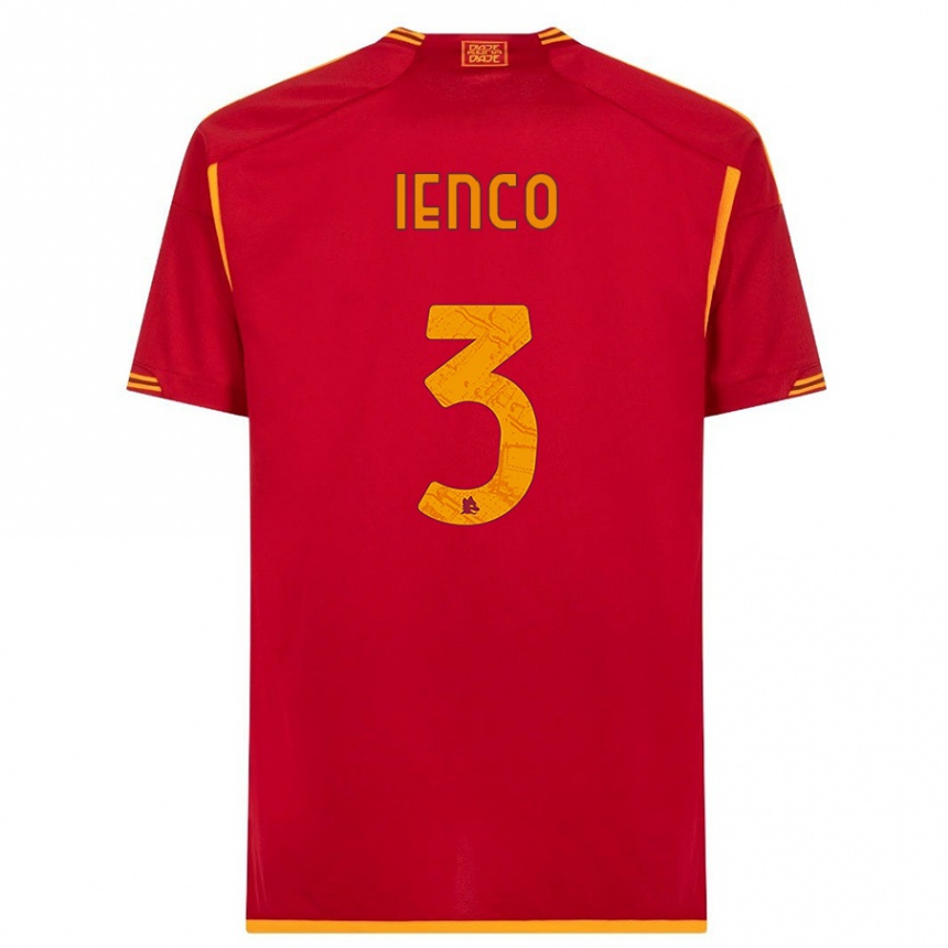 Kids  Simone Ienco #3 Red Home Jersey 2023/24 T-Shirt Canada