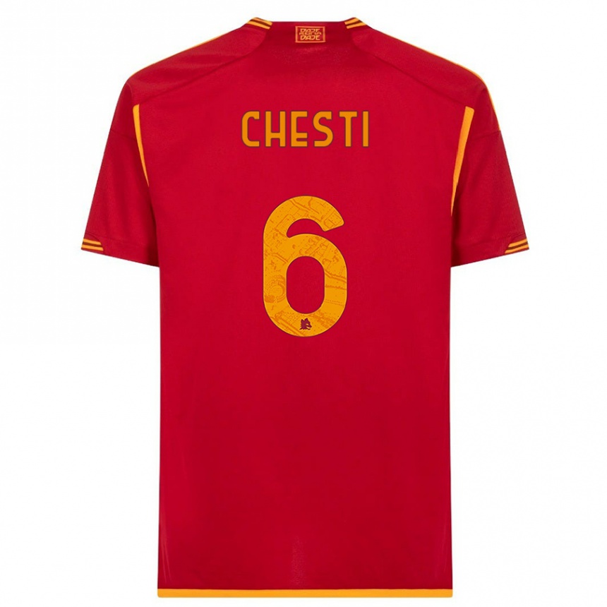 Kids Francesco Chesti #6 Red Home Jersey 2023/24 T-Shirt Canada