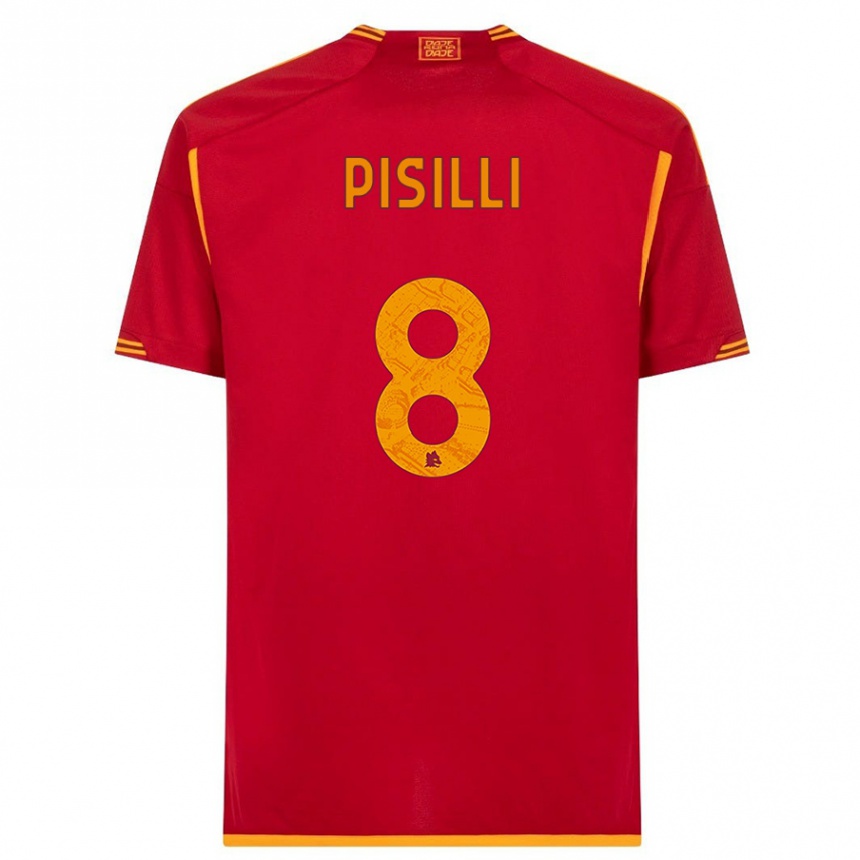 Kids  Niccolò Pisilli #8 Red Home Jersey 2023/24 T-Shirt Canada