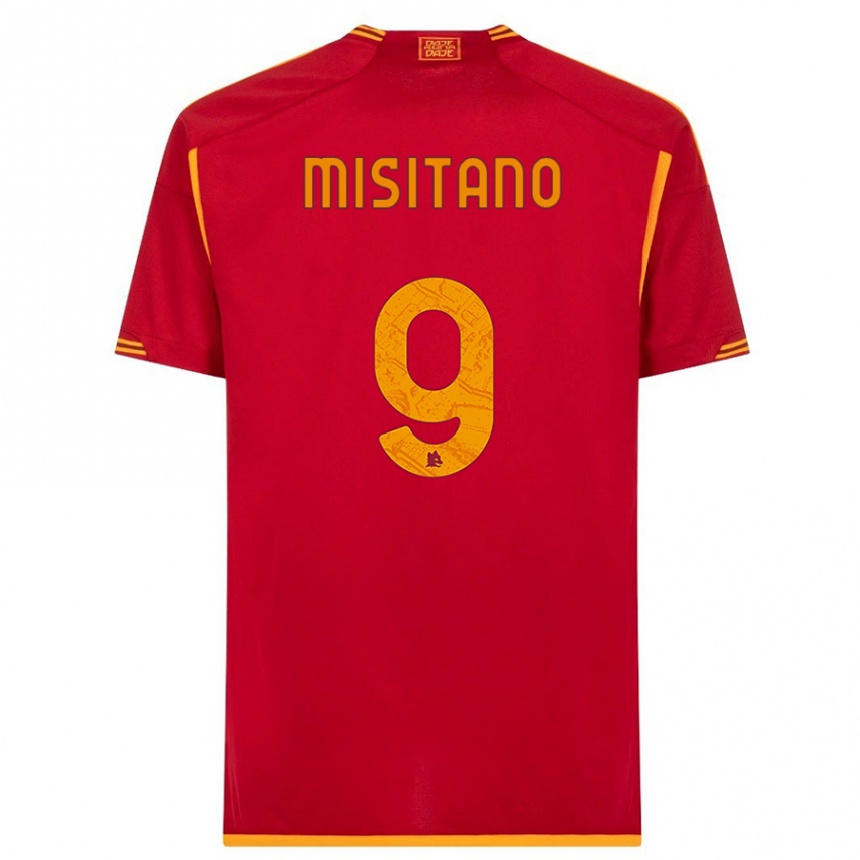 Kids Giulio Misitano #9 Red Home Jersey 2023/24 T-Shirt Canada