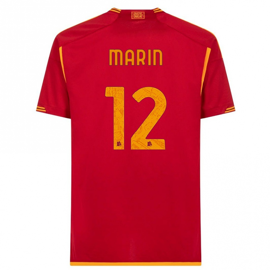 Kids  Renato Marin #12 Red Home Jersey 2023/24 T-Shirt Canada