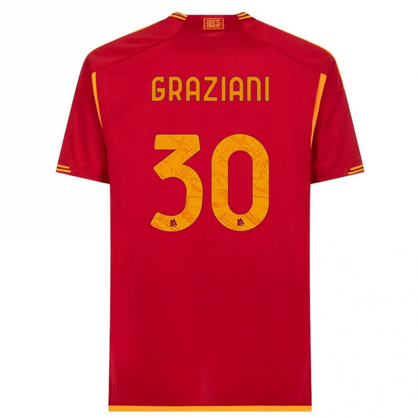 Kids  Leonardo Graziani #30 Red Home Jersey 2023/24 T-Shirt Canada