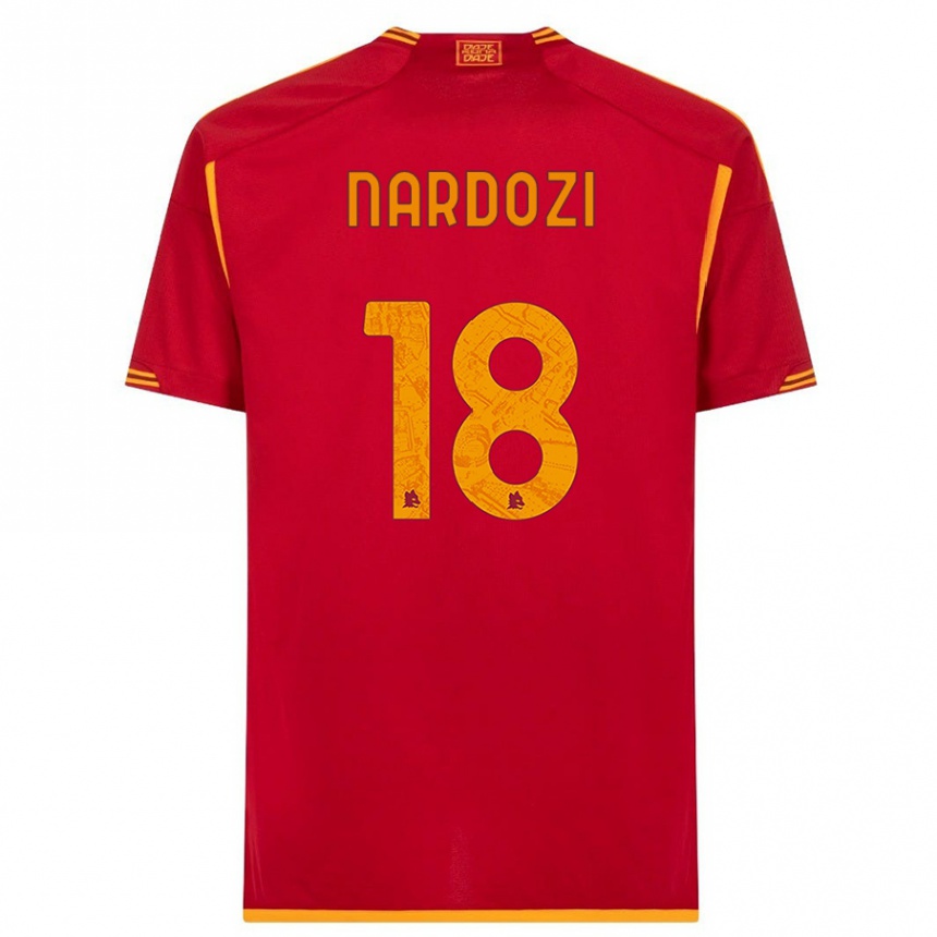 Kids  Manuel Nardozi #18 Red Home Jersey 2023/24 T-Shirt Canada