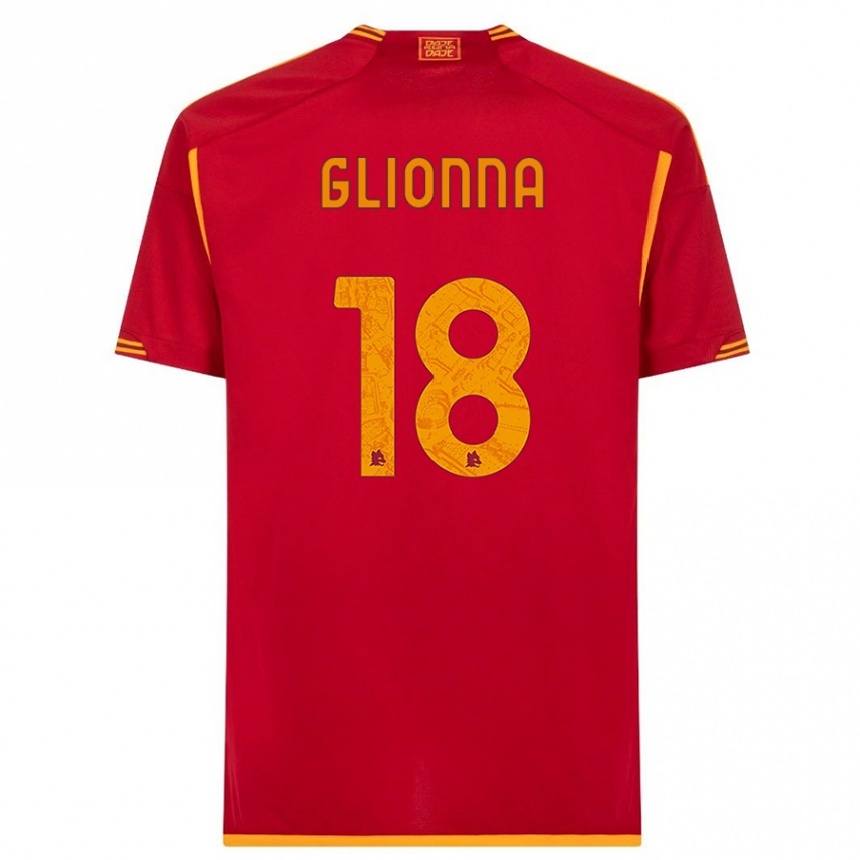 Kids Benedetta Glionna #18 Red Home Jersey 2023/24 T-Shirt Canada