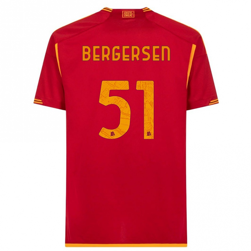 Kids  Mina Bergersen #51 Red Home Jersey 2023/24 T-Shirt Canada