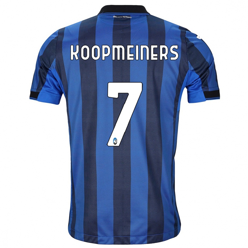 Enfant Football Maillot Teun Koopmeiners #7 Noir Bleu Tenues Domicile 2023/24 Canada