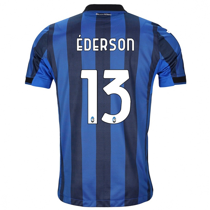 Kids Football Éderson #13 Black Blue Home Jersey 2023/24 T-Shirt Canada