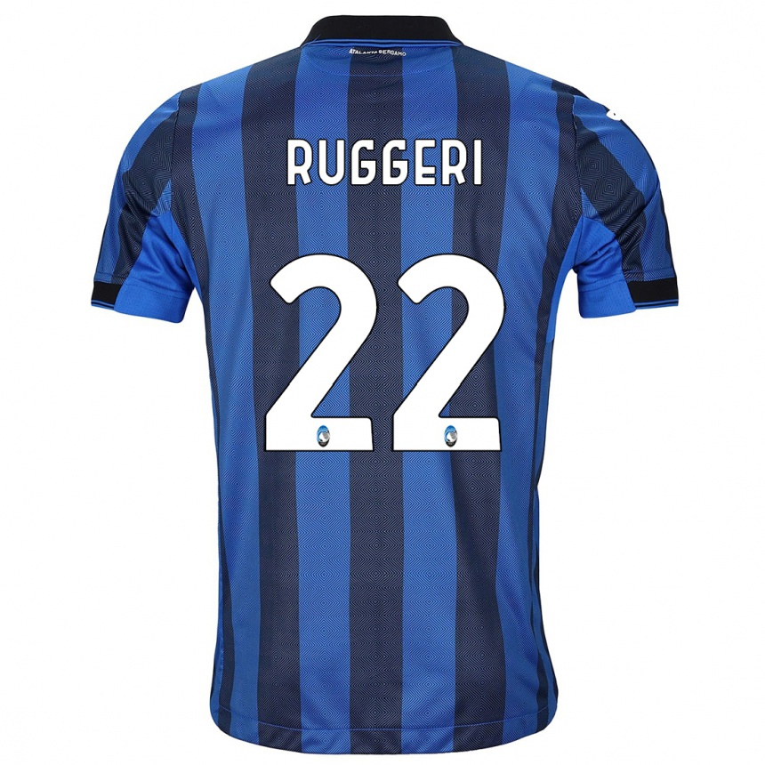 Kids Football Matteo Ruggeri #22 Black Blue Home Jersey 2023/24 T-Shirt Canada