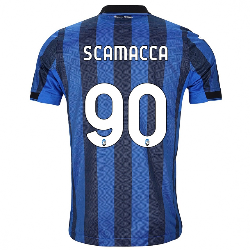 Enfant Football Maillot Gianluca Scamacca #90 Noir Bleu Tenues Domicile 2023/24 Canada