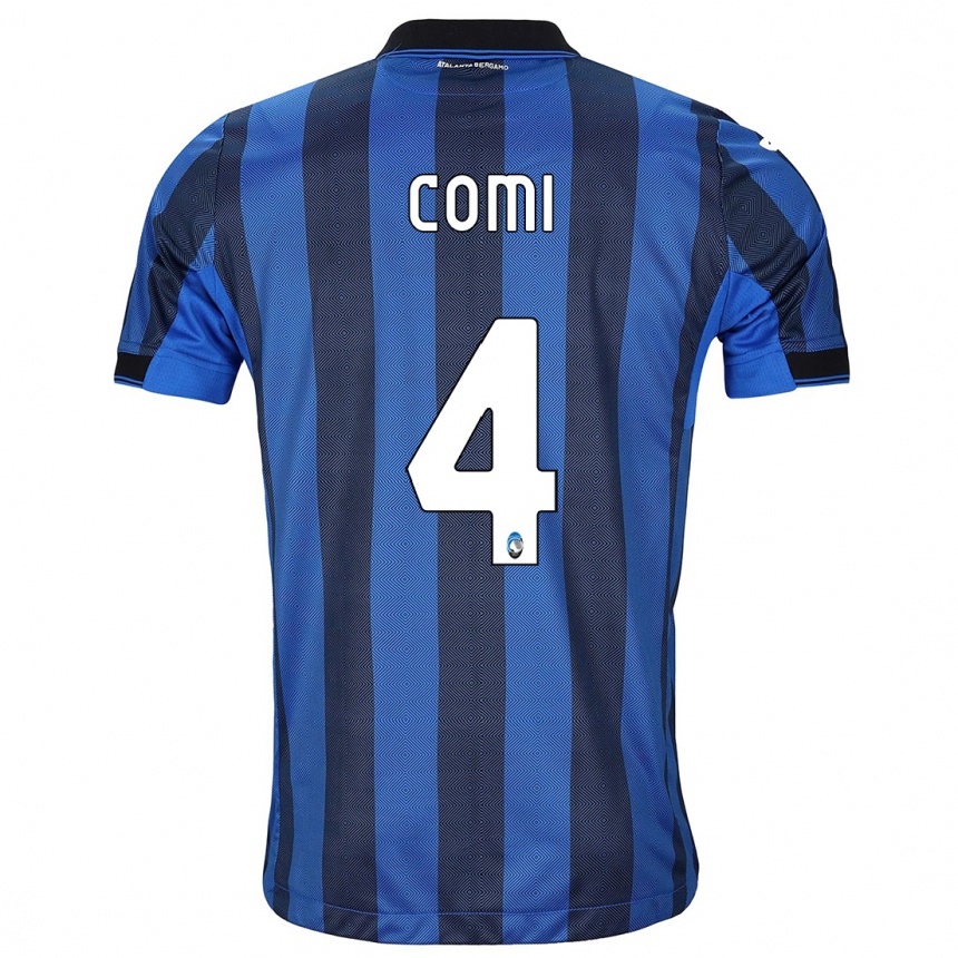 Kids Football Pietro Comi #4 Black Blue Home Jersey 2023/24 T-Shirt Canada