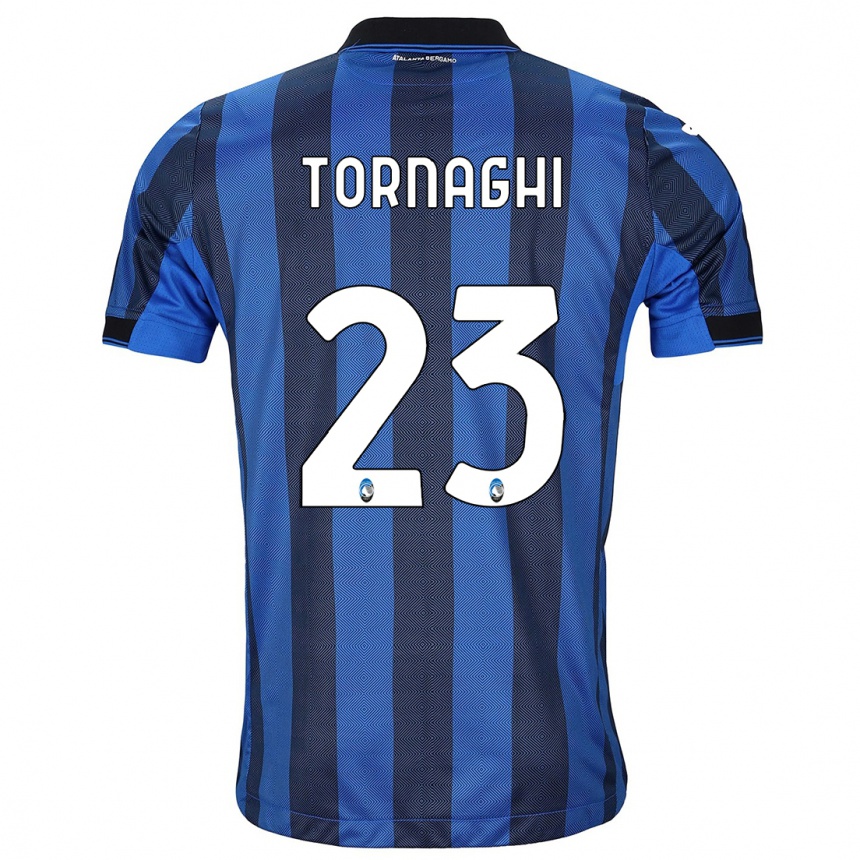 Kids Football Pietro Tornaghi #23 Black Blue Home Jersey 2023/24 T-Shirt Canada