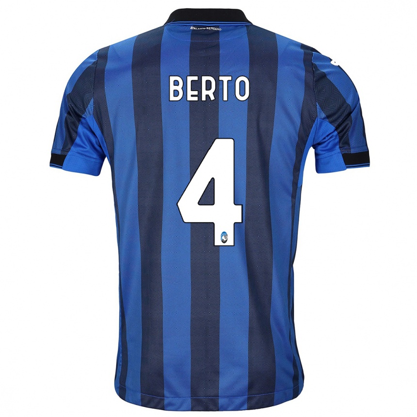 Kids Football Gabriele Berto #4 Black Blue Home Jersey 2023/24 T-Shirt Canada