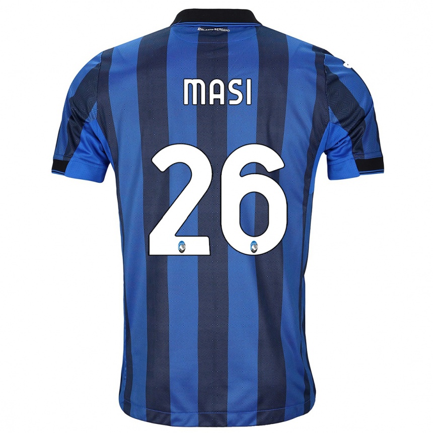 Kids Football Alberto Masi #26 Black Blue Home Jersey 2023/24 T-Shirt Canada