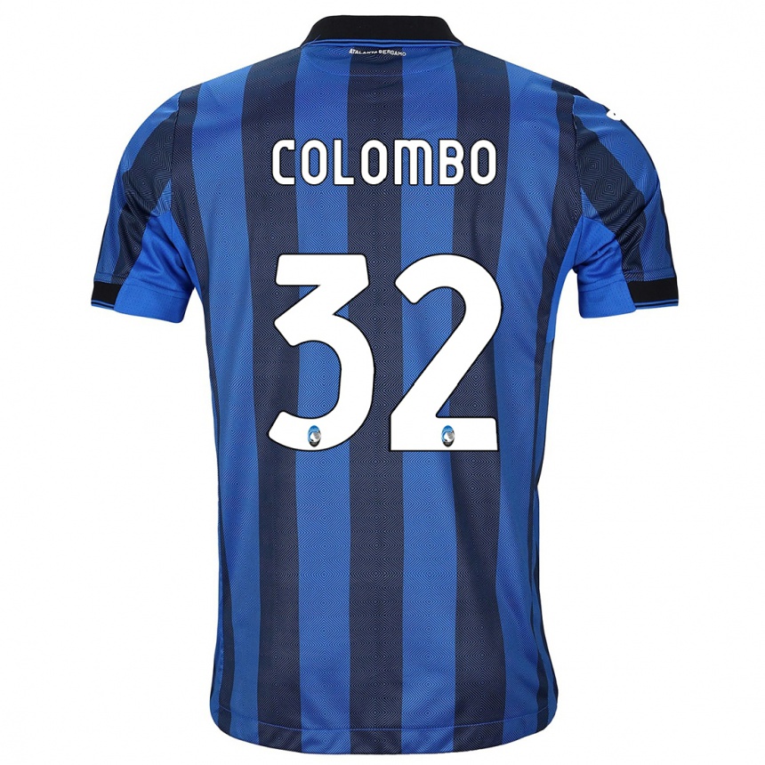 Kids Football Matteo Colombo #32 Black Blue Home Jersey 2023/24 T-Shirt Canada