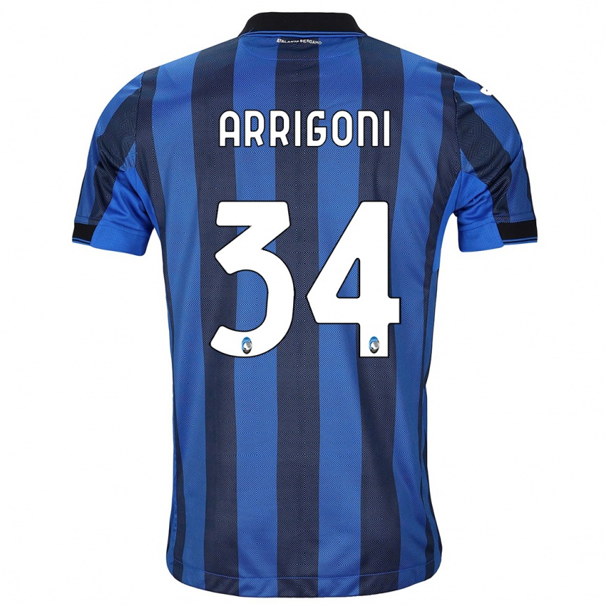 Kids Football Mattia Arrigoni #34 Black Blue Home Jersey 2023/24 T-Shirt Canada