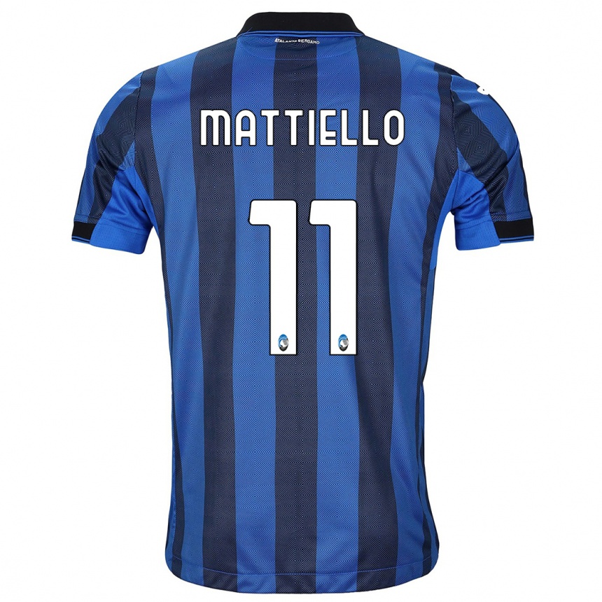 Kids Football Federico Mattiello #11 Black Blue Home Jersey 2023/24 T-Shirt Canada