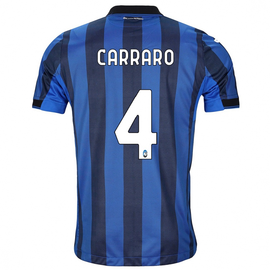 Kids Football Marco Carraro #4 Black Blue Home Jersey 2023/24 T-Shirt Canada