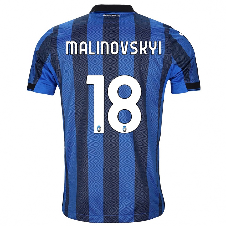 Enfant Football Maillot Ruslan Malinovskyi #18 Noir Bleu Tenues Domicile 2023/24 Canada