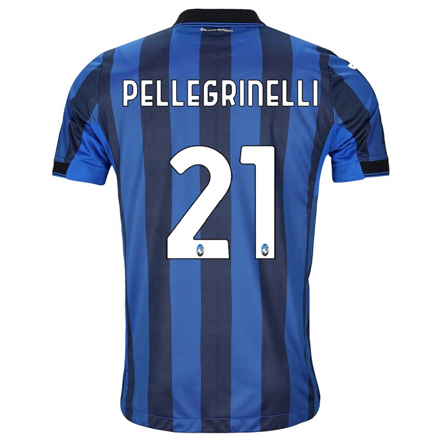 Kids Football Giorgia Pellegrinelli #21 Black Blue Home Jersey 2023/24 T-Shirt Canada