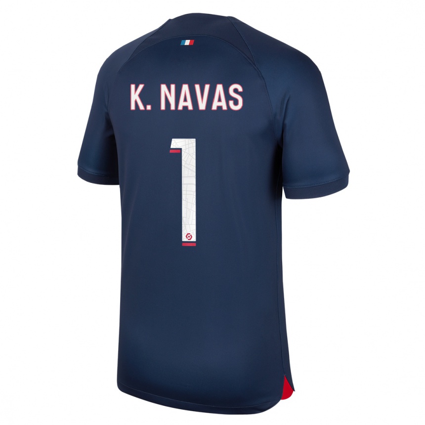 Kids Keylor Navas #1 Blue Red Home Jersey 2023/24 T-Shirt Canada