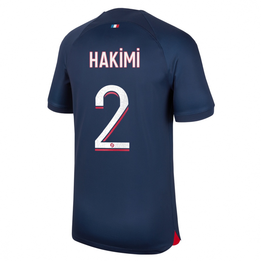 Kids Achraf Hakimi #2 Blue Red Home Jersey 2023/24 T-Shirt Canada