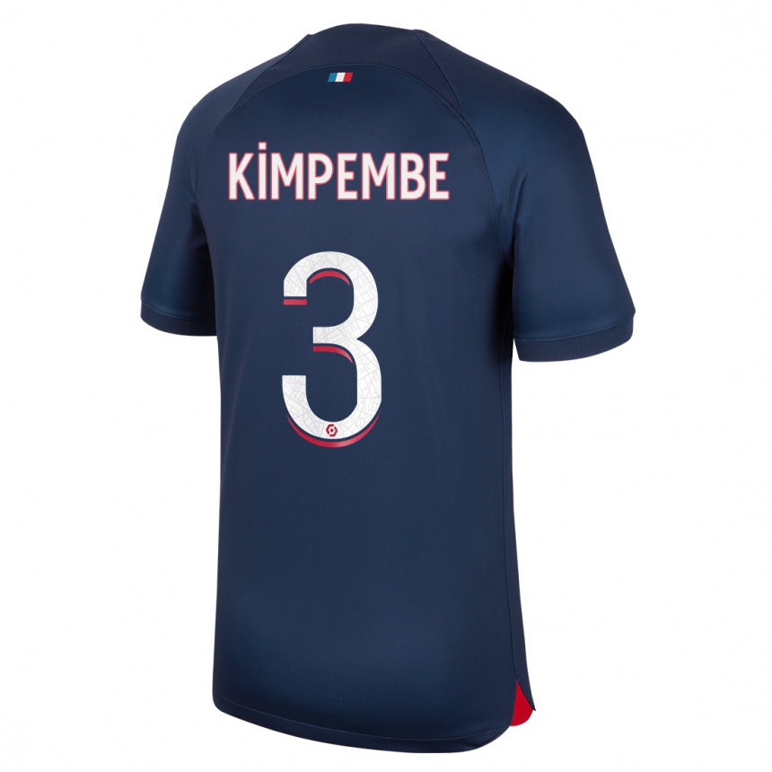 Enfant Football Maillot Presnel Kimpembe #3 Bleu Rouge Tenues Domicile 2023/24 Canada