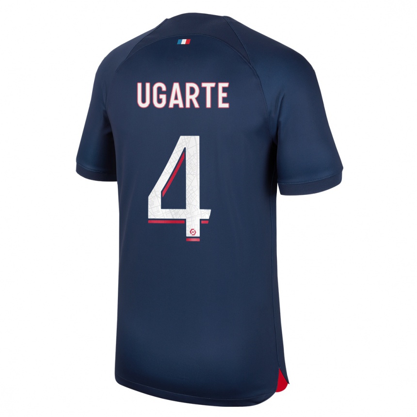 Kids  Manuel Ugarte #4 Blue Red Home Jersey 2023/24 T-Shirt Canada