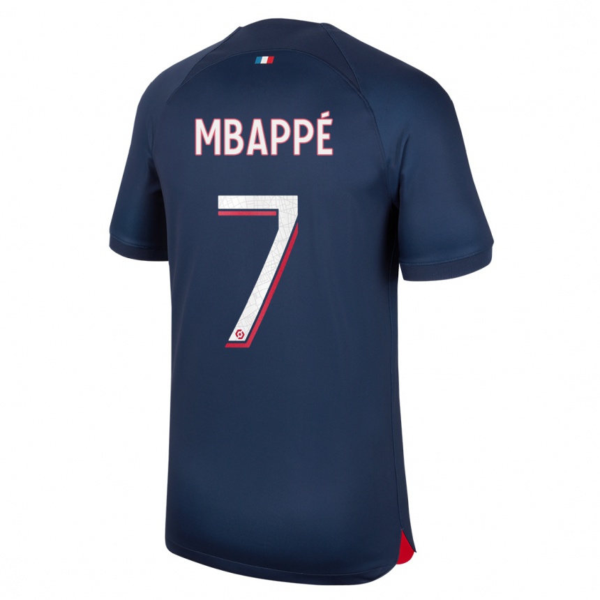 Enfant Football Maillot Kylian Mbappé #7 Bleu Rouge Tenues Domicile 2023/24 Canada