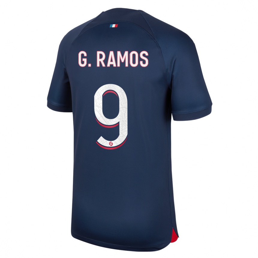 Enfant Football Maillot Gonçalo Ramos #9 Bleu Rouge Tenues Domicile 2023/24 Canada