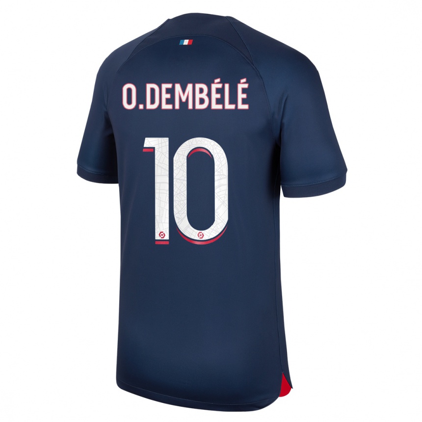 Kids  Ousmane Dembele #10 Blue Red Home Jersey 2023/24 T-Shirt Canada