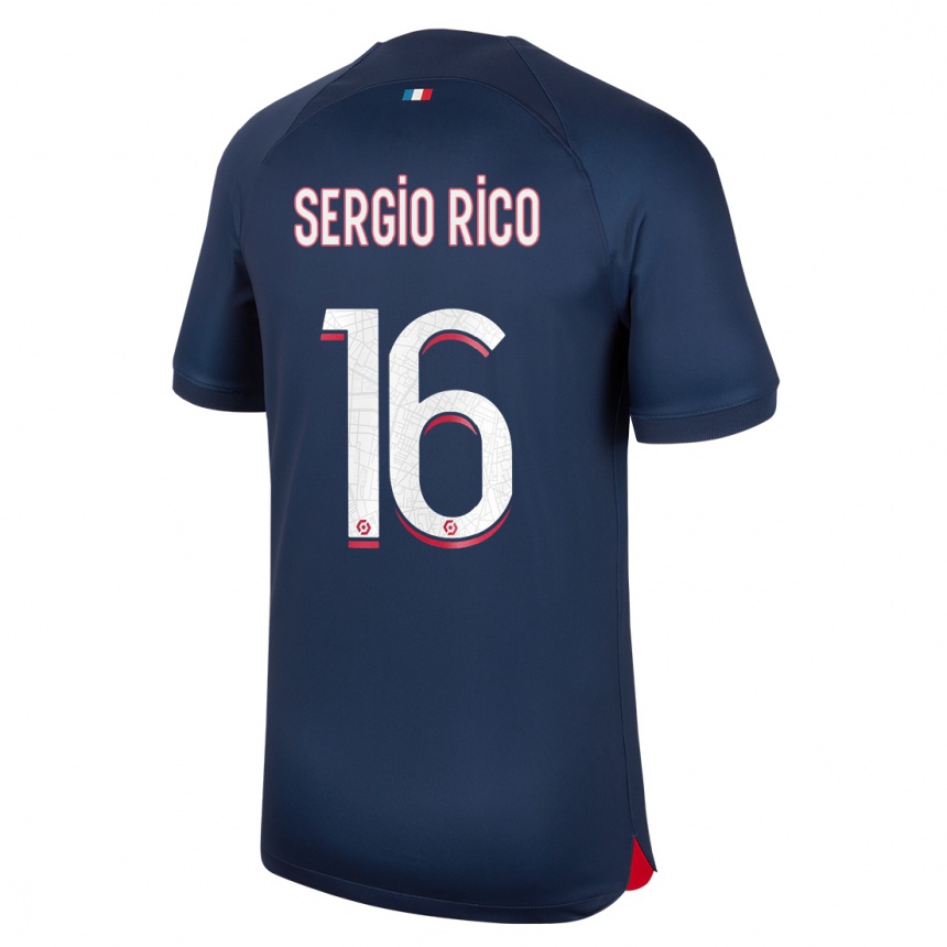 Enfant Football Maillot Sergio Rico #16 Bleu Rouge Tenues Domicile 2023/24 Canada