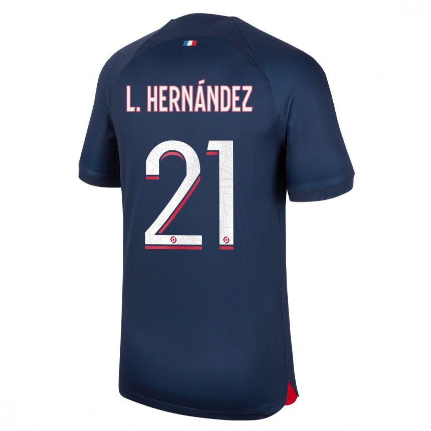 Kids  Lucas Hernandez #21 Blue Red Home Jersey 2023/24 T-Shirt Canada