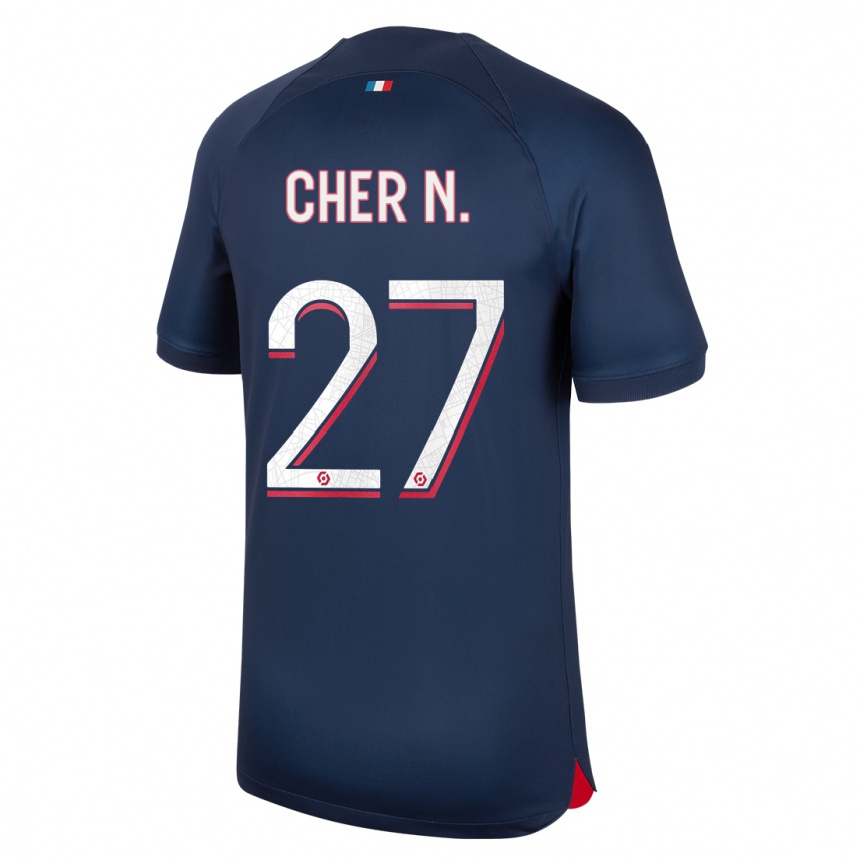 Kids  Cher Ndour #27 Blue Red Home Jersey 2023/24 T-Shirt Canada