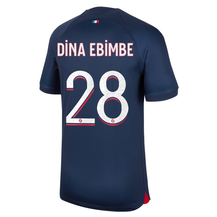 Kids  Eric Junior Dina Ebimbe #28 Blue Red Home Jersey 2023/24 T-Shirt Canada