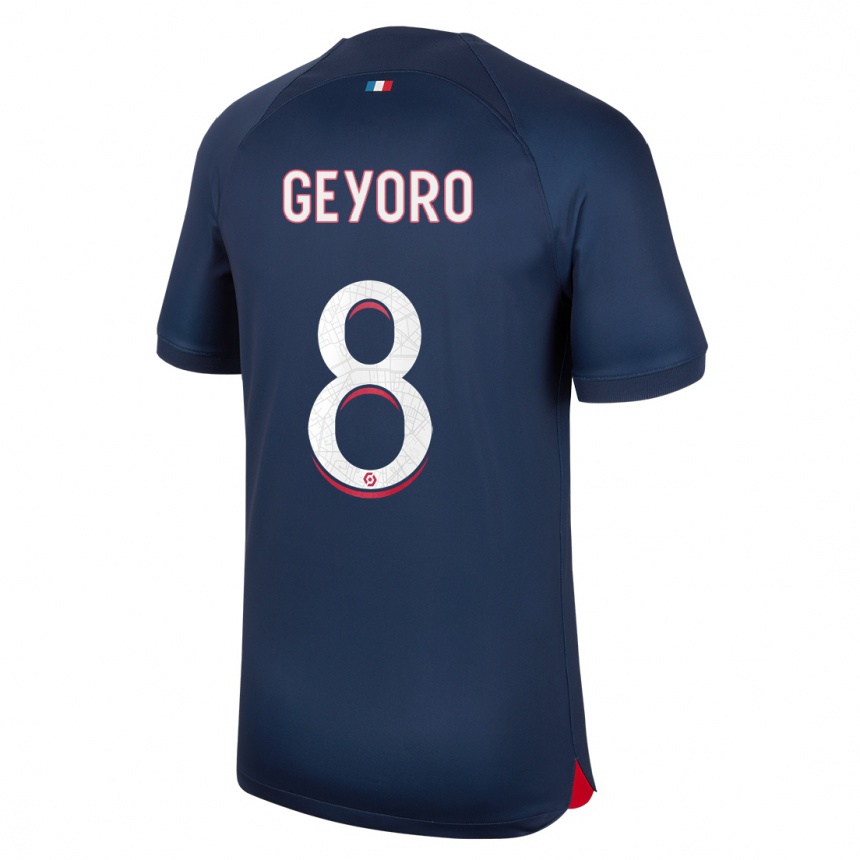 Kids Grace Geyoro #8 Blue Red Home Jersey 2023/24 T-Shirt Canada