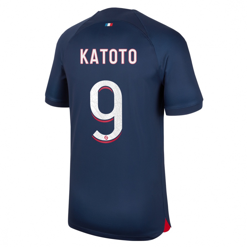 Kids Marie-Antoinette Katoto #9 Blue Red Home Jersey 2023/24 T-Shirt Canada