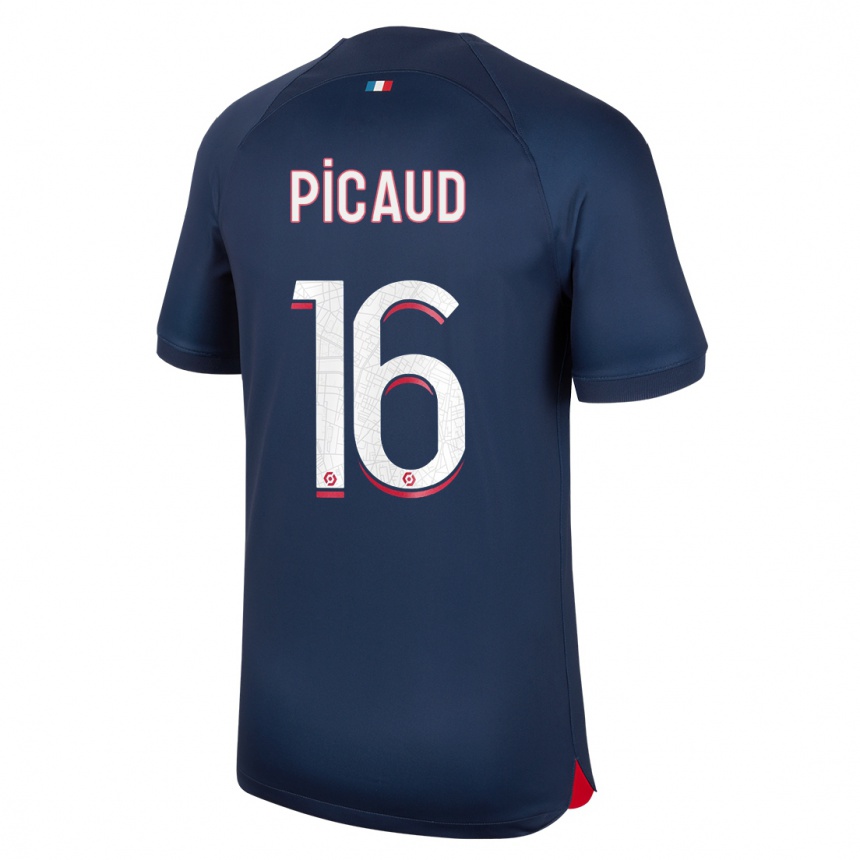 Enfant Football Maillot Constance Picaud #16 Bleu Rouge Tenues Domicile 2023/24 Canada