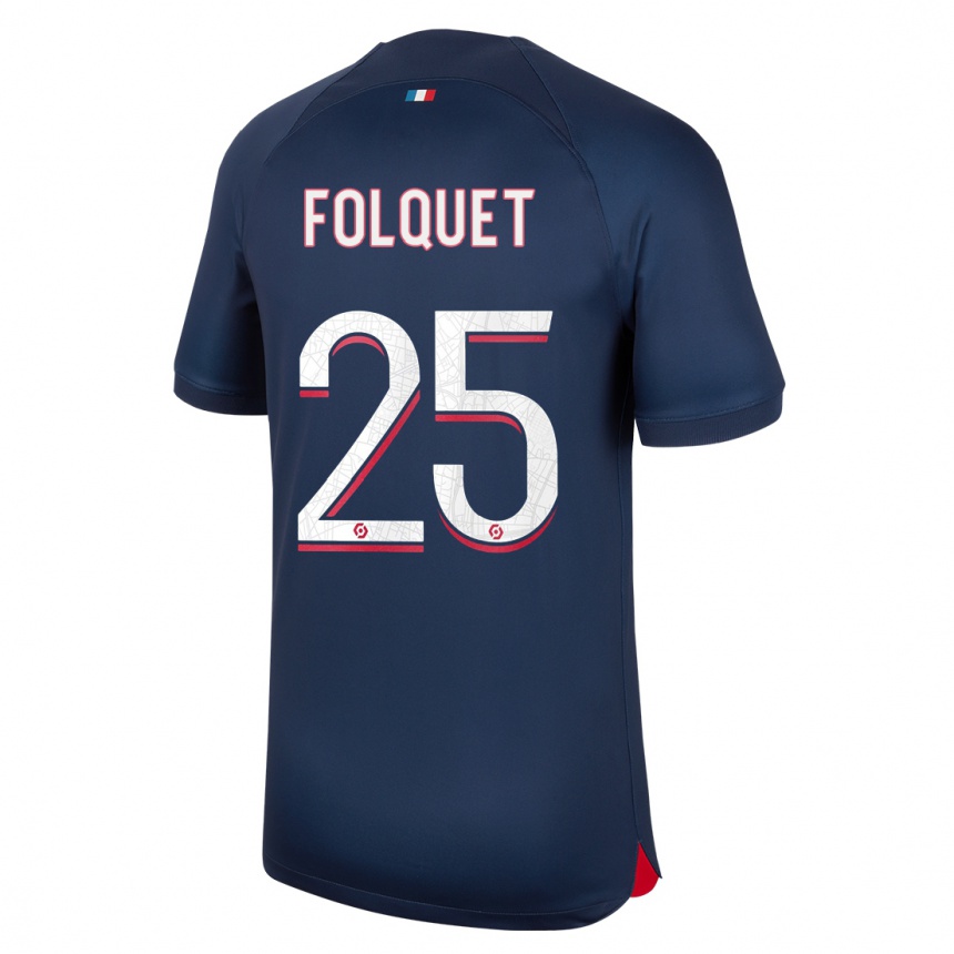 Enfant Football Maillot Magnaba Folquet #25 Bleu Rouge Tenues Domicile 2023/24 Canada