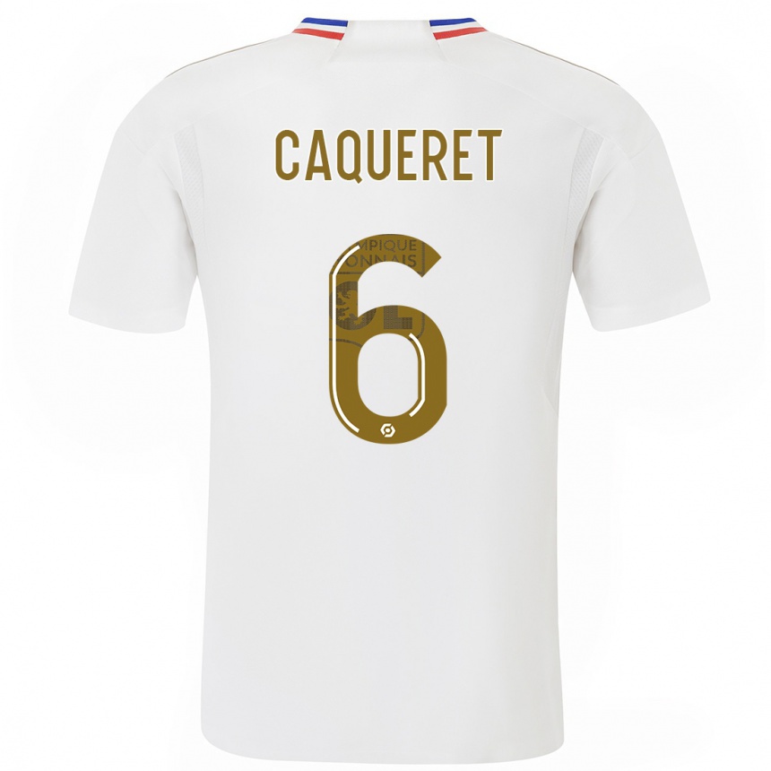 Kids  Maxence Caqueret #6 White Home Jersey 2023/24 T-Shirt Canada