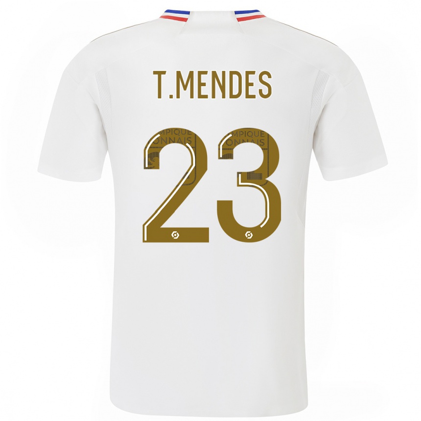 Kids  Thiago Mendes #23 White Home Jersey 2023/24 T-Shirt Canada