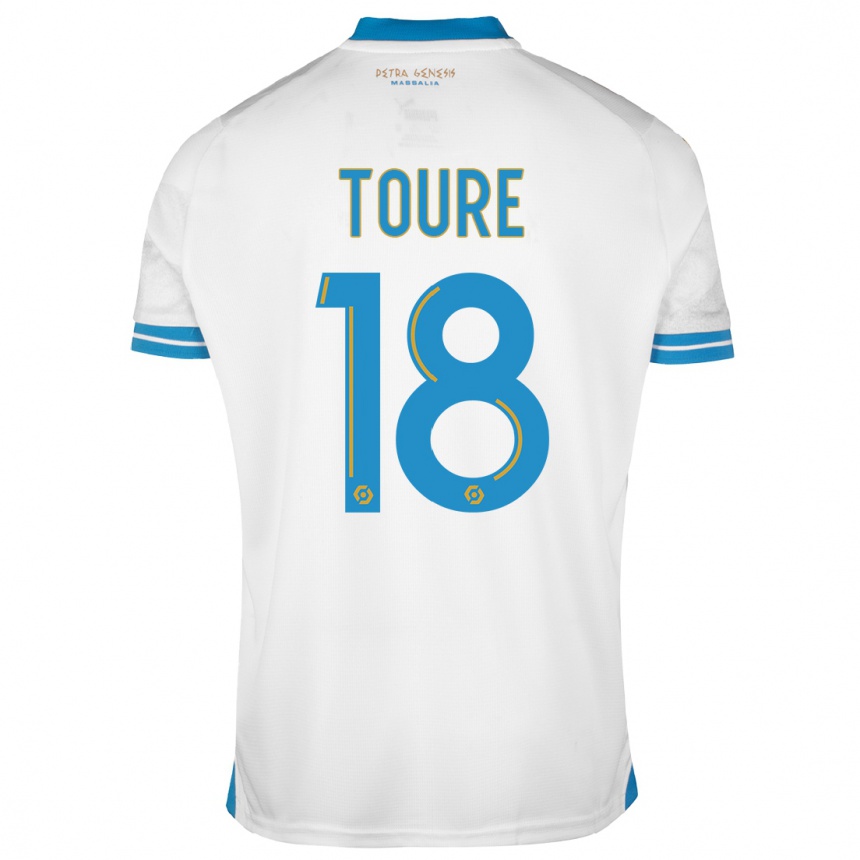 Kids  Isaak Toure #18 White Home Jersey 2023/24 T-Shirt Canada