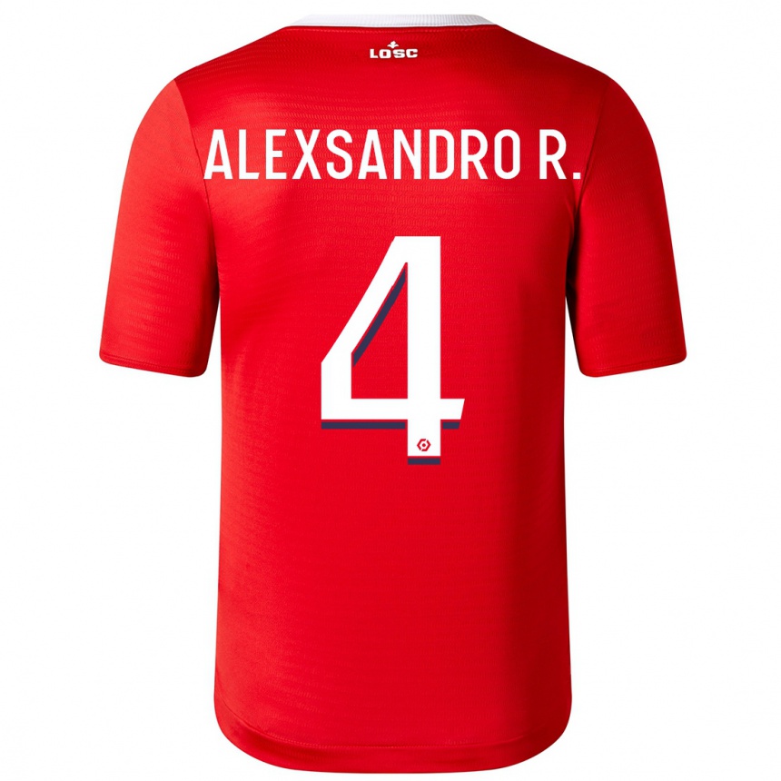 Kids Football Alexsandro #4 Red Home Jersey 2023/24 T-Shirt Canada