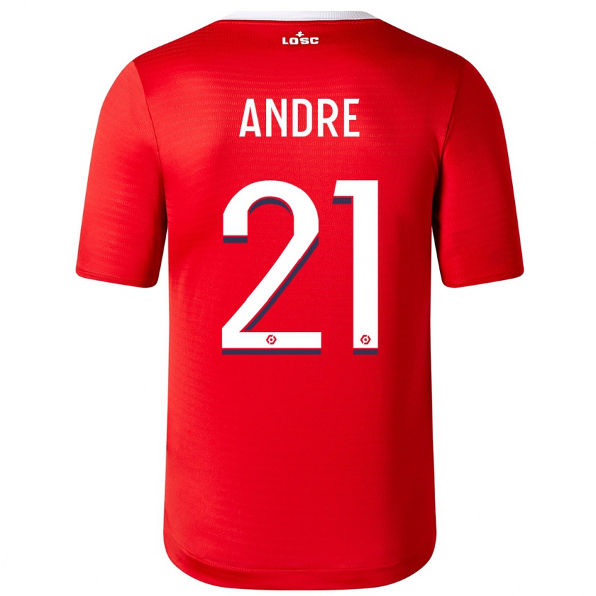 Kids Football Benjamin André #21 Red Home Jersey 2023/24 T-Shirt Canada