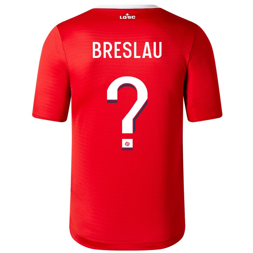 Kids Football Jessy Breslau #0 Red Home Jersey 2023/24 T-Shirt Canada