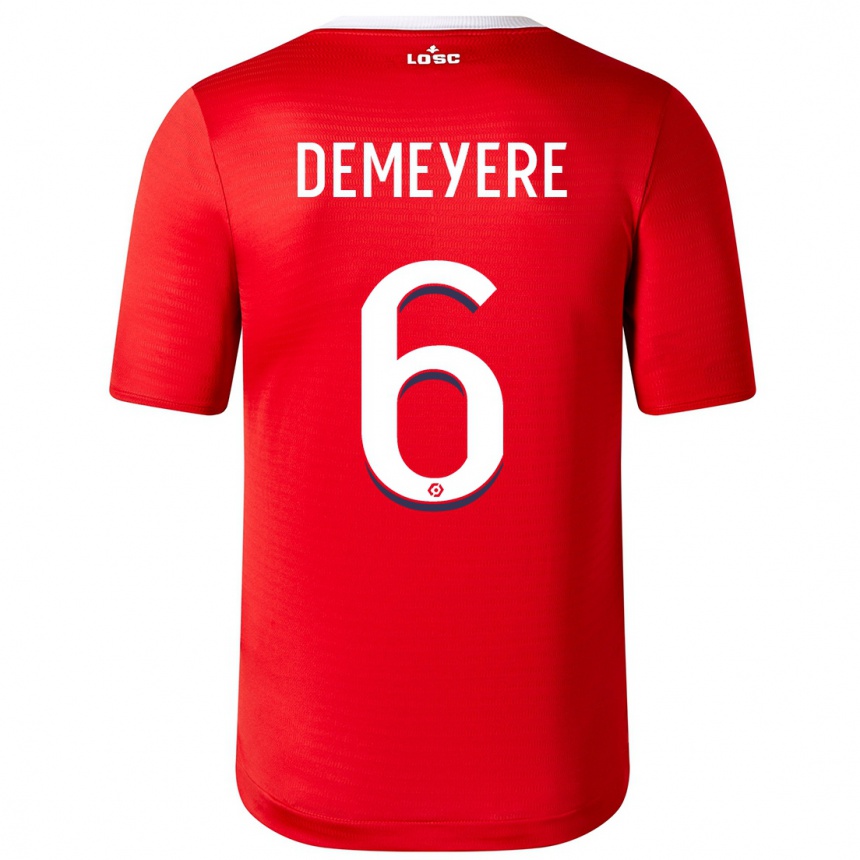 Kids Football Silke Demeyere #6 Red Home Jersey 2023/24 T-Shirt Canada