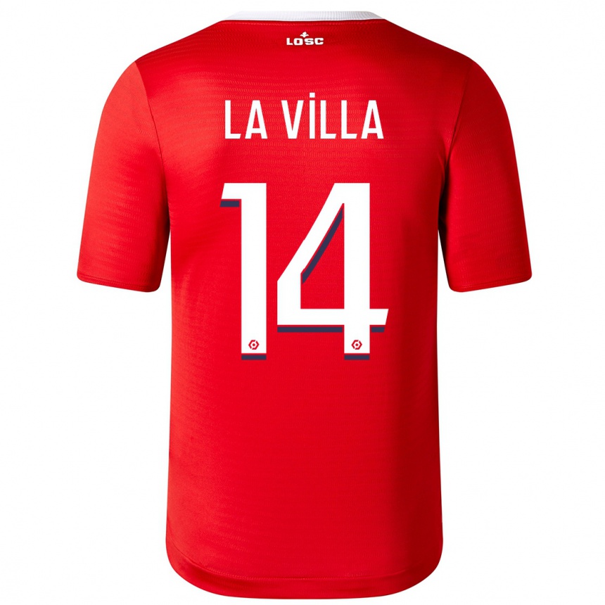 Kids Football Caroline La Villa #14 Red Home Jersey 2023/24 T-Shirt Canada